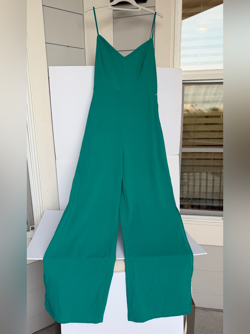 NWT GUESS Miyah Wide Leg Jumpsuit Enchanted Poison Green XL